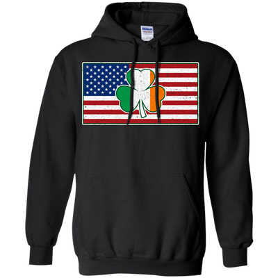 Shamrock Irish Ireland American USA Flag Gift-T-Shirt & Hoodie-Pullover Hoodie-Black