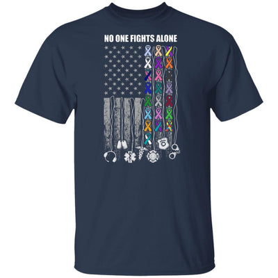 No One Fights Alone Cancer Awareness-T-Shirt & Hoodie-Classic T-Shirt-Navy