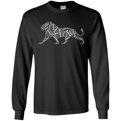 I Love Lion T-Shirt Word Graphic Tee-T-Shirt & Hoodie-Long Sleeve T-Shirt-Black
