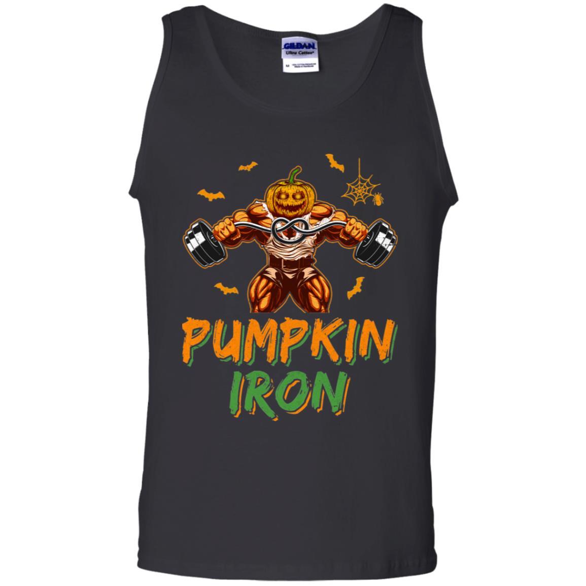 Halloween Gym Workout Pumpkin Iron Motivation For Men-T-Shirt & Hoodie-Unisex Tank-Black