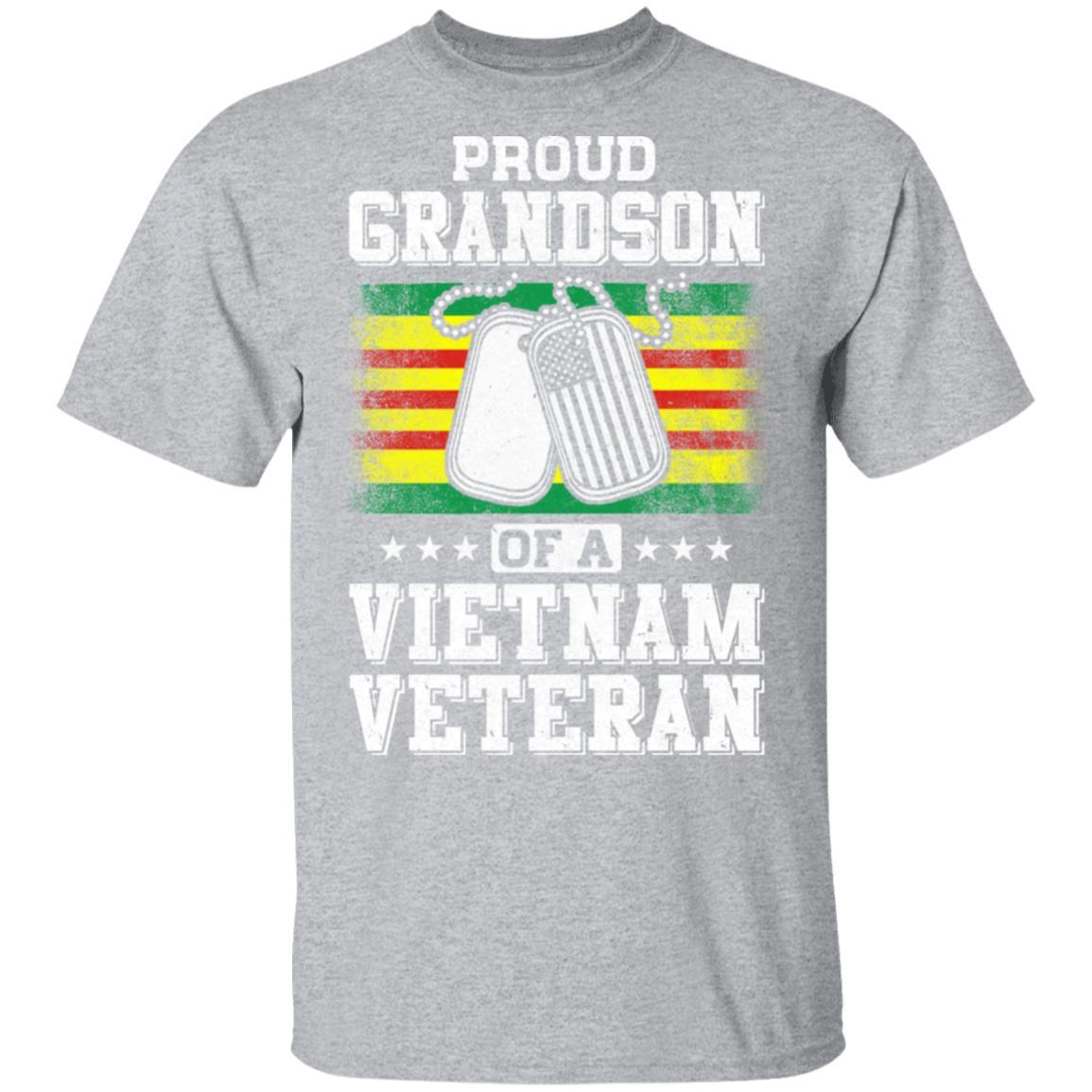 Proud Grandson Of A Veteran Papa Grandpa Grandma-T-Shirt & Hoodie-Classic T-Shirt-Sport Grey