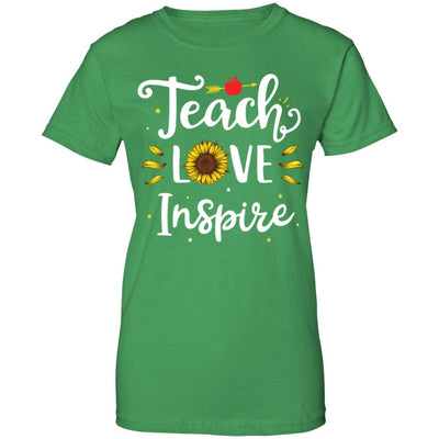 Teach Love And Inspire Teacher Sunflower-T-Shirt & Hoodie-Women's T-Shirt-Irish Green