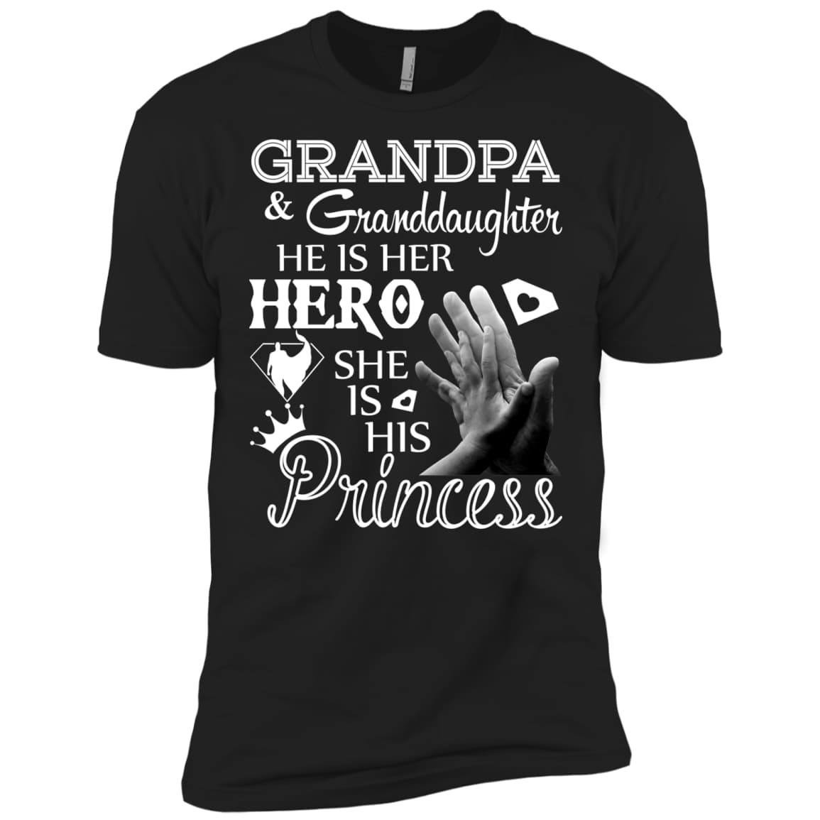 Grandpa & Granddaughter He Is Her Hero-T-Shirt & Hoodie-Premium T-Shirt-Black