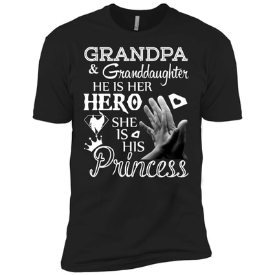 Grandpa & Granddaughter He Is Her Hero-T-Shirt & Hoodie-Premium T-Shirt-Black