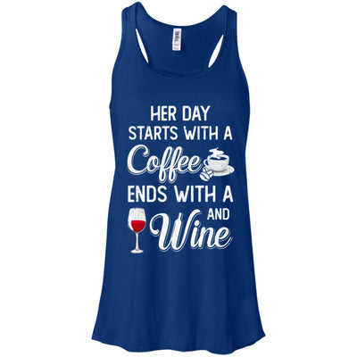 Her Day Starts With Coffee And Ends With Wine-T-Shirt & Tank Top-Women's Flowy Racerback Tank-True Royal