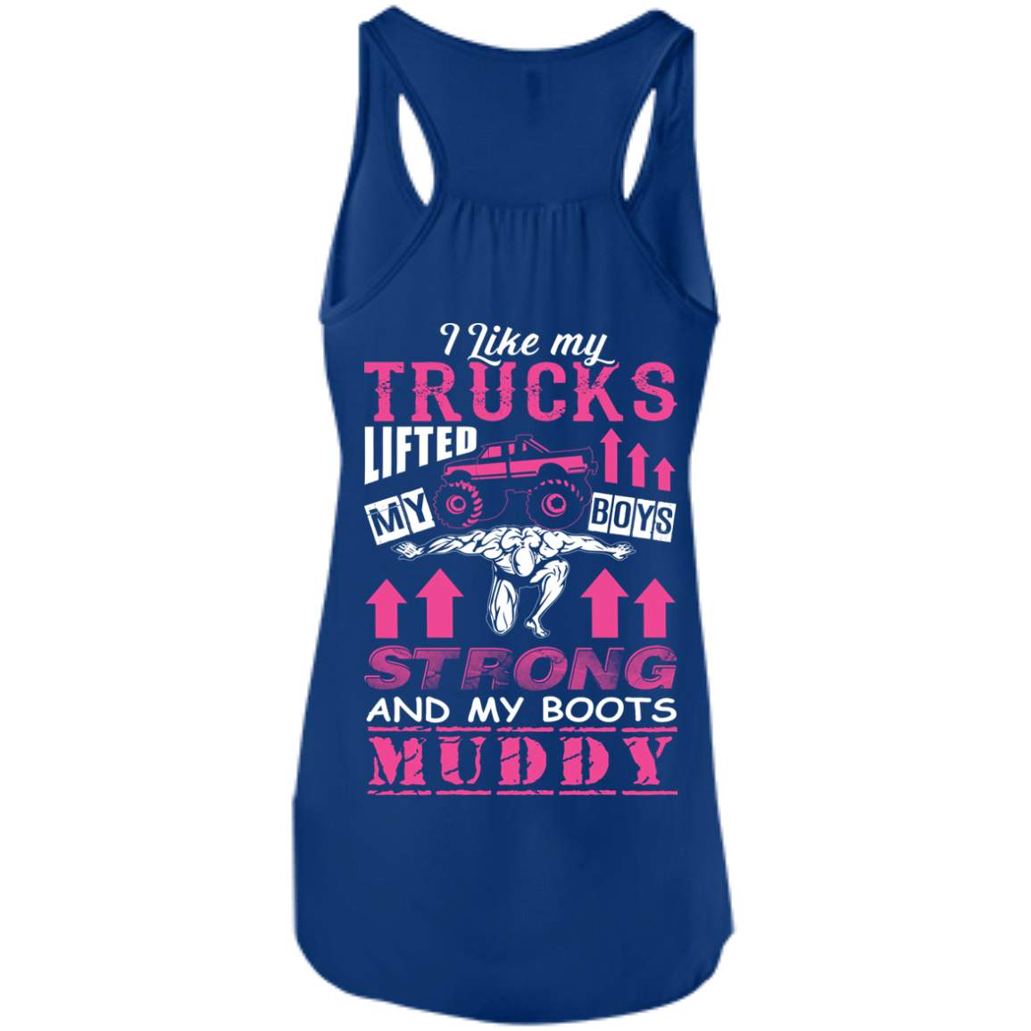 I Like My Trucks-T-Shirt & Hoodie-Women's Flowy Racerback Tank-True Royal