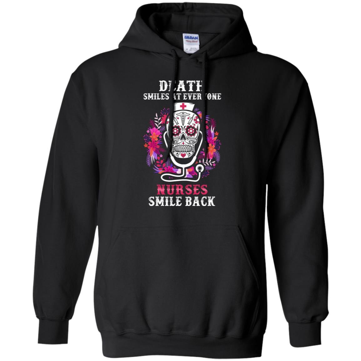 Death Smiles At Everyone Nurses Smile Back-T-Shirt & Tank Top-Pullover Hoodie-Black