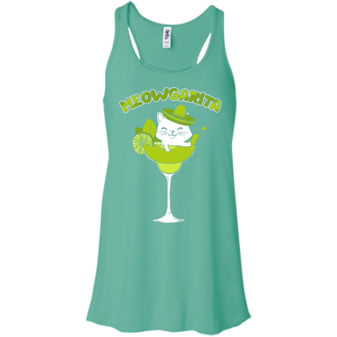 Meowgarita Margarita Cat Lover T Shirt-T-Shirt & Hoodie-Women's Flowy Racerback Tank-Teal