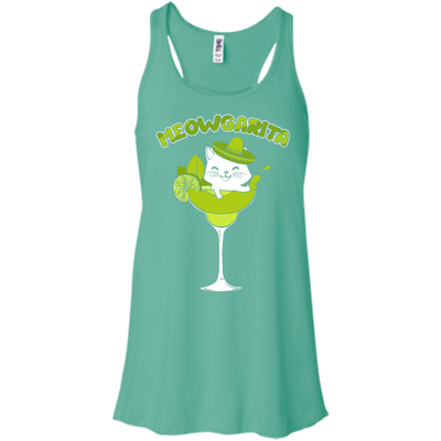 Meowgarita Margarita Cat Lover T Shirt-T-Shirt & Hoodie-Women's Flowy Racerback Tank-Teal