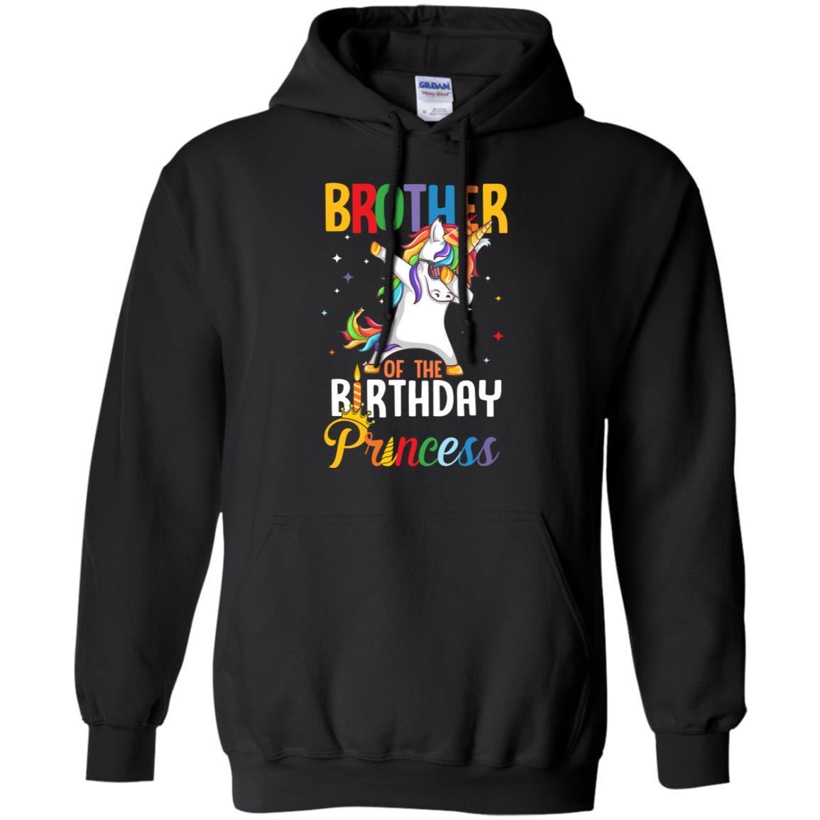 Brother Of The Birthday Girl Dabbing Unicorn Party-T-Shirt & Hoodie-Pullover Hoodie-Black
