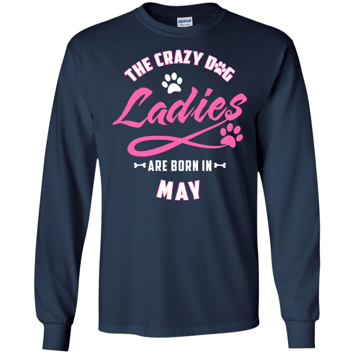 The Crazy Dog Ladies Are Born In May-T-Shirt & Hoodie-Long Sleeve T-Shirt-Navy