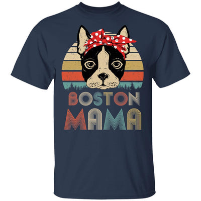 Brown Boston Terrier Mama Bostie Mom Gifts Vintage Women-T-Shirt & Hoodie-Classic T-Shirt-Navy
