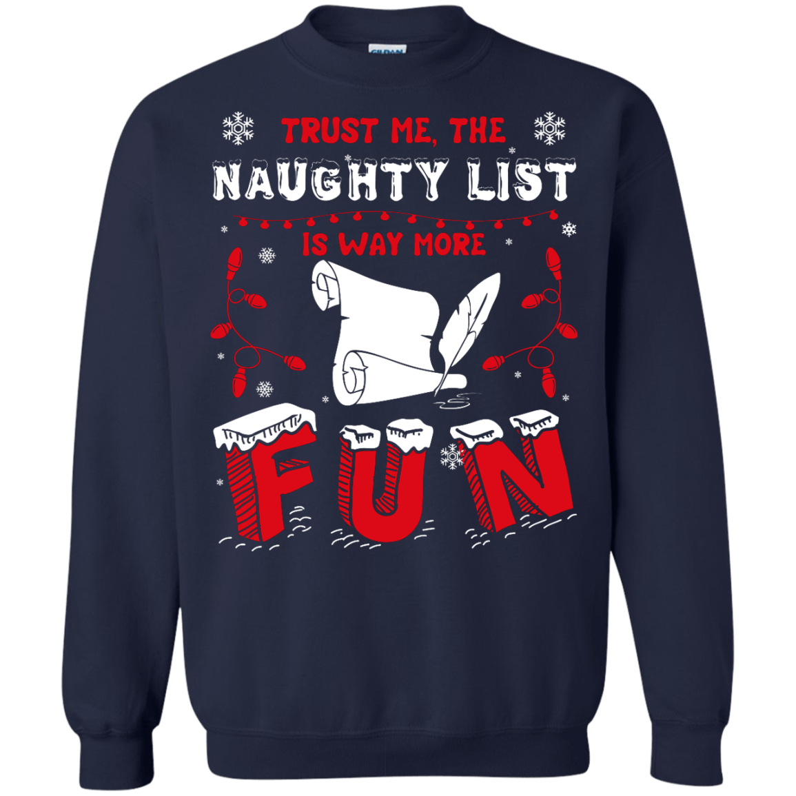 Trust Me The Naughty List Is Way More Fun-T-Shirt & Hoodie-Crewneck Sweatshirt-Navy
