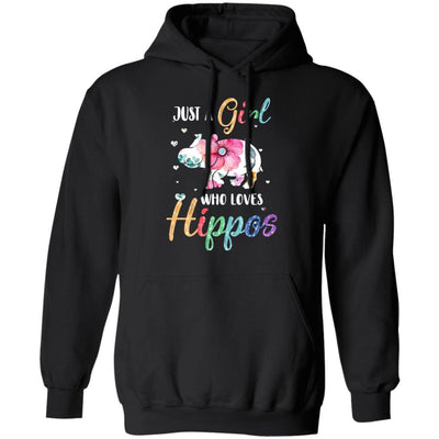 Just A Girl Who Loves Hippos Cute Hippo Lover-T-Shirt & Hoodie-Pullover Hoodie-Black