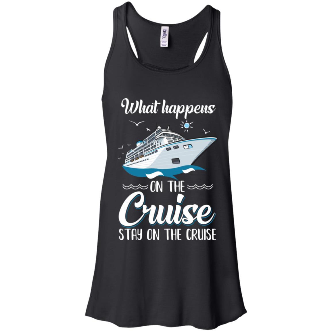 What Happens On The Cruise Stays On The Cruise Family-T-Shirt & Tank Top-Women's Flowy Racerback Tank-Black