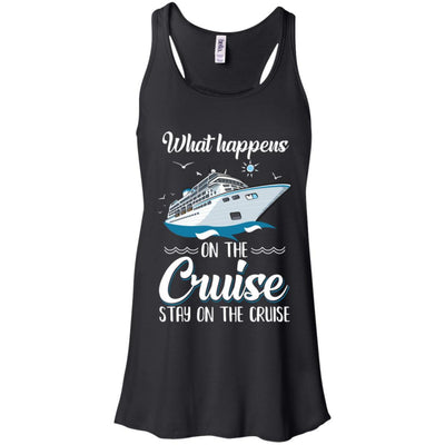 What Happens On The Cruise Stays On The Cruise Family-T-Shirt & Tank Top-Women's Flowy Racerback Tank-Black