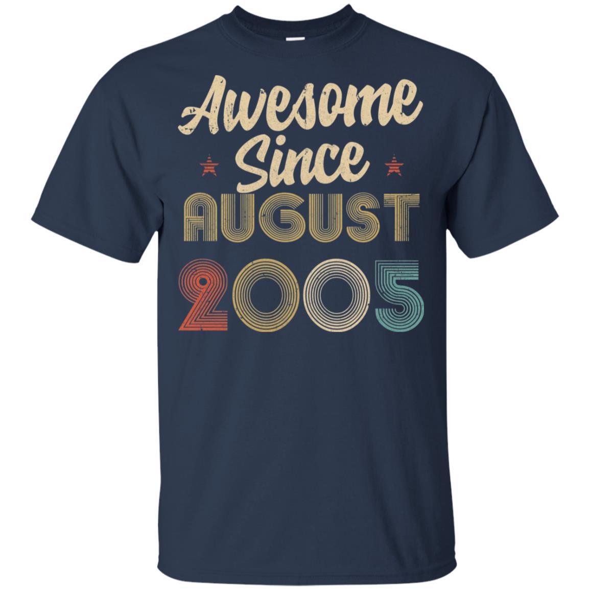 Awesome Since August 2005 Vintage 16th Birthday Gifts Youth-Youth Shirt-Youth T-Shirt-Navy