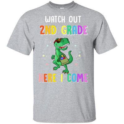 2nd Grade Here I Come Dinosaur Back To School Youth-Youth Shirt-Youth T-Shirt-Sport Grey