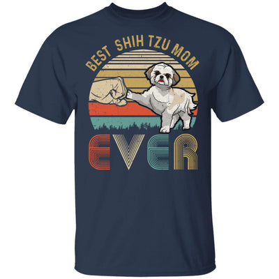 Vintage Best Shih Tzu Mom Ever Bump Fit Funny Mom Gifts-T-Shirt & Hoodie-Classic T-Shirt-Navy