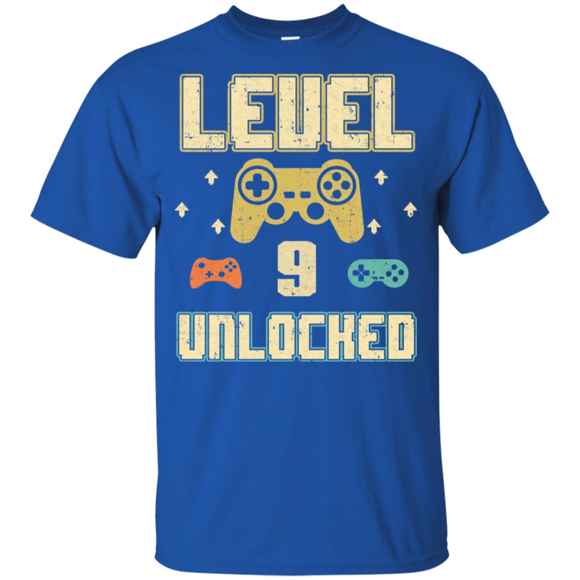 Level 9 Unlocked Video Gamer 9th Birthday Gift Youth-Youth Shirt-Youth T-Shirt-Royal