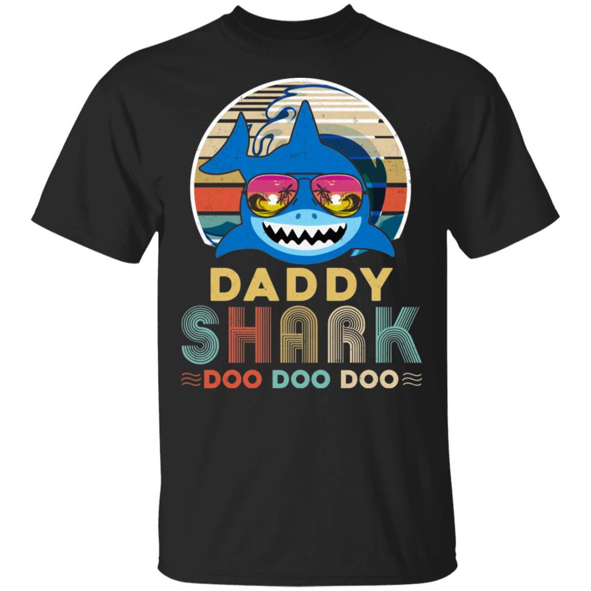 Retro Vintage Daddy Shark Doo Doo Doo-T-Shirt & Hoodie-Classic T-Shirt-Black