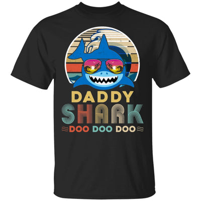Retro Vintage Daddy Shark Doo Doo Doo-T-Shirt & Hoodie-Classic T-Shirt-Black