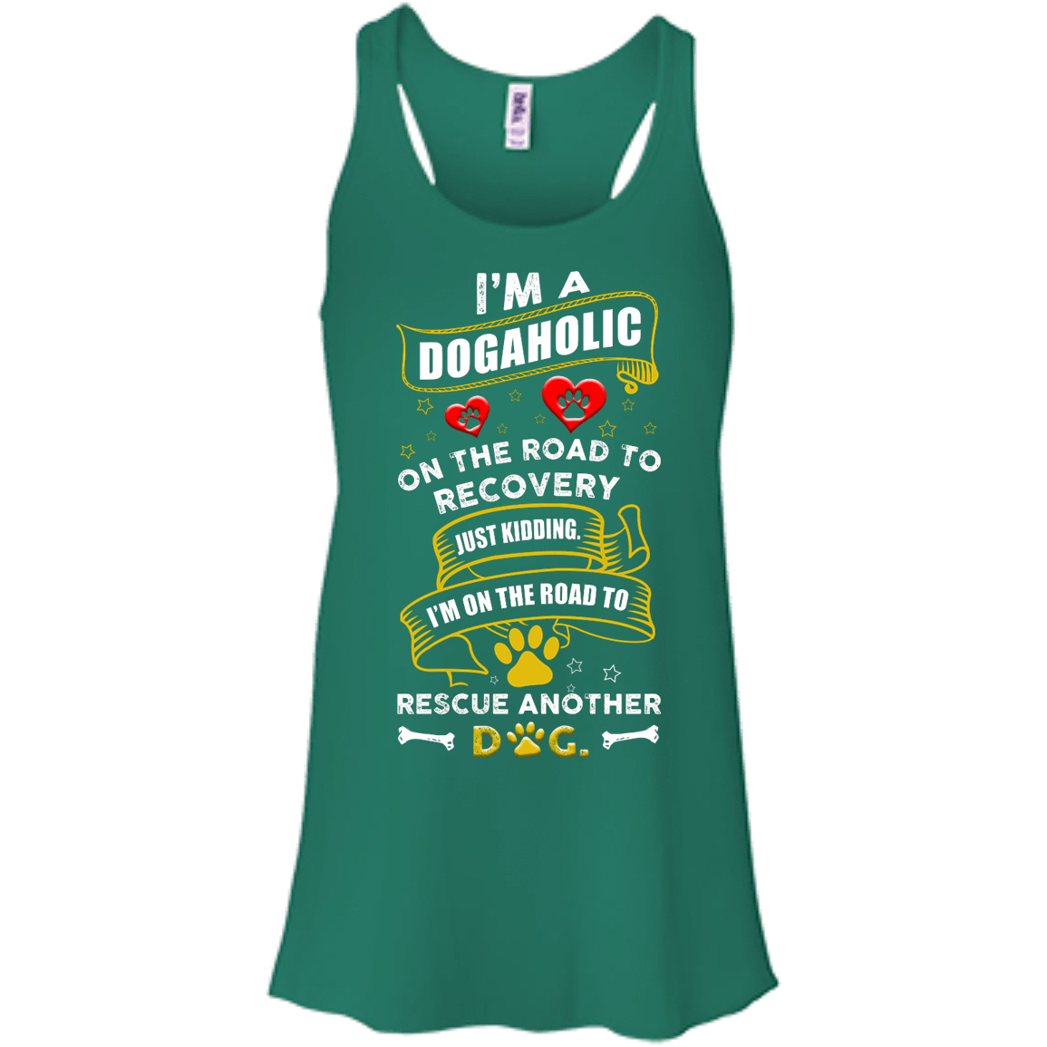 I'm A Dogaholic-T-Shirt & Hoodie-Women's Flowy Racerback Tank-Kelly