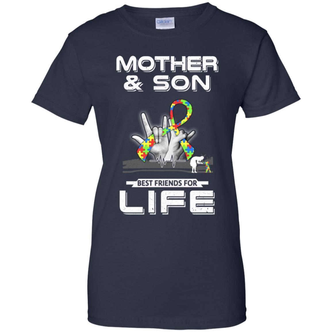 Mother And Son Best Friends For Life Autism Awareness-T-Shirt & Hoodie-Women's T-Shirt-Navy