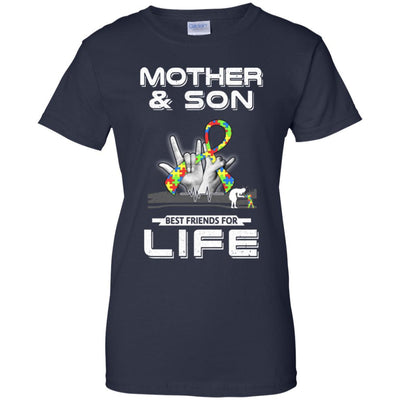 Mother And Son Best Friends For Life Autism Awareness-T-Shirt & Hoodie-Women's T-Shirt-Navy