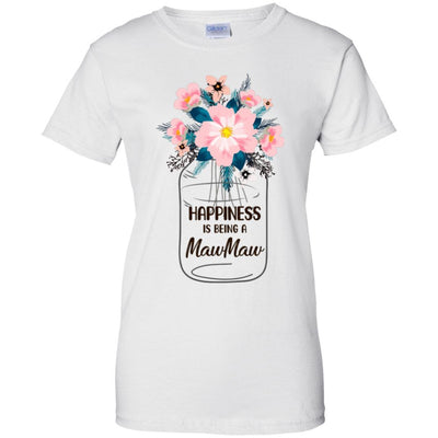 Happiness Is Being MawMaw Life Flower MawMaw Gifts-T-Shirt & Hoodie-Women's T-Shirt-White