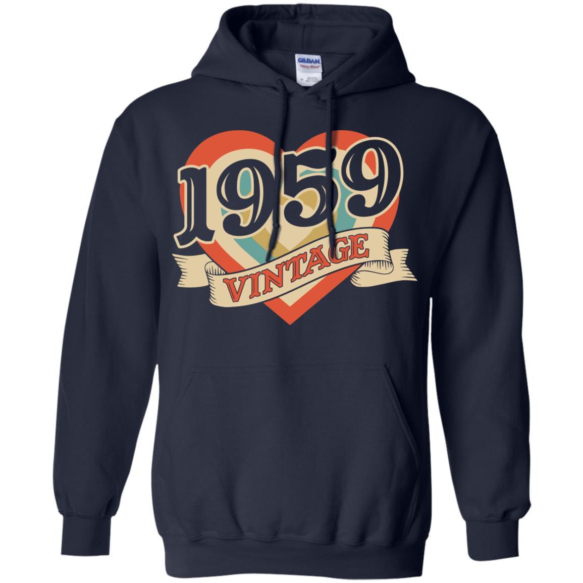 Vintage Retro Classic Heart Made In 1959 62th Birthday-T-Shirt & Tank Top-Pullover Hoodie-Navy
