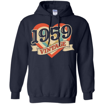 Vintage Retro Classic Heart Made In 1959 62th Birthday-T-Shirt & Tank Top-Pullover Hoodie-Navy