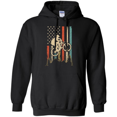 Vintage Mountain Bike US FLag Retro Biking Style MTB-T-Shirt & Hoodie-Pullover Hoodie-Black