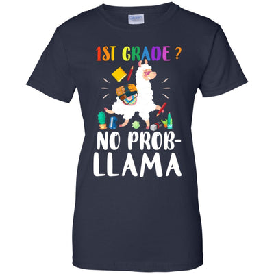 1st Grade No Prob Llama Funny First Day Of School-T-Shirt & Hoodie-Women's T-Shirt-Navy