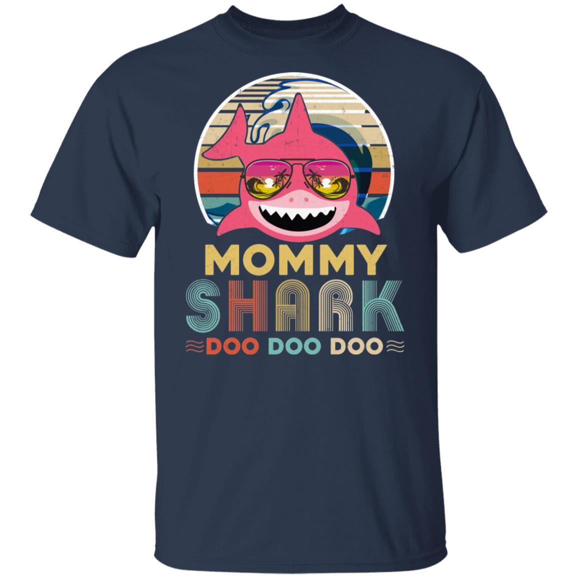 Retro Vintage Mommy Shark Doo Doo Doo-T-Shirt & Hoodie-Classic T-Shirt-Navy