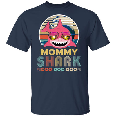 Retro Vintage Mommy Shark Doo Doo Doo-T-Shirt & Hoodie-Classic T-Shirt-Navy