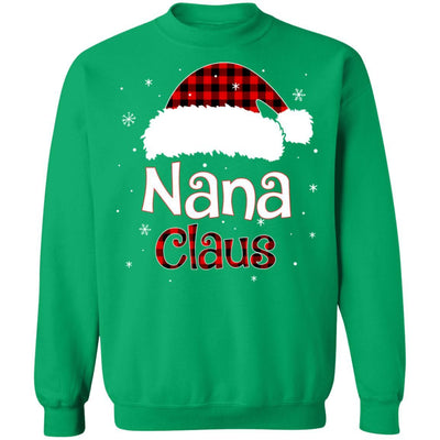 Santa Nana Claus Red Plaid Family Pajamas Christmas Gift-T-Shirt & Sweatshirt-Crewneck Sweatshirt-Irish Green