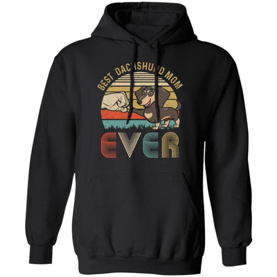 Vintage Best Dachshund Mom Ever Bump Fit Funny Mom Gifts-T-Shirt & Hoodie-Pullover Hoodie-Black