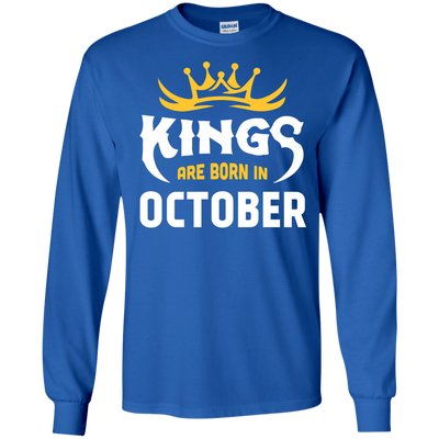 Kings Are Born In October-T-Shirt & Hoodie-Long Sleeve T-Shirt-Royal