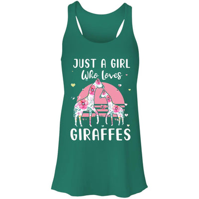 Just A Girl Who Loves Giraffes-T-Shirt & Tank Top-Women's Flowy Racerback Tank-Kelly Green