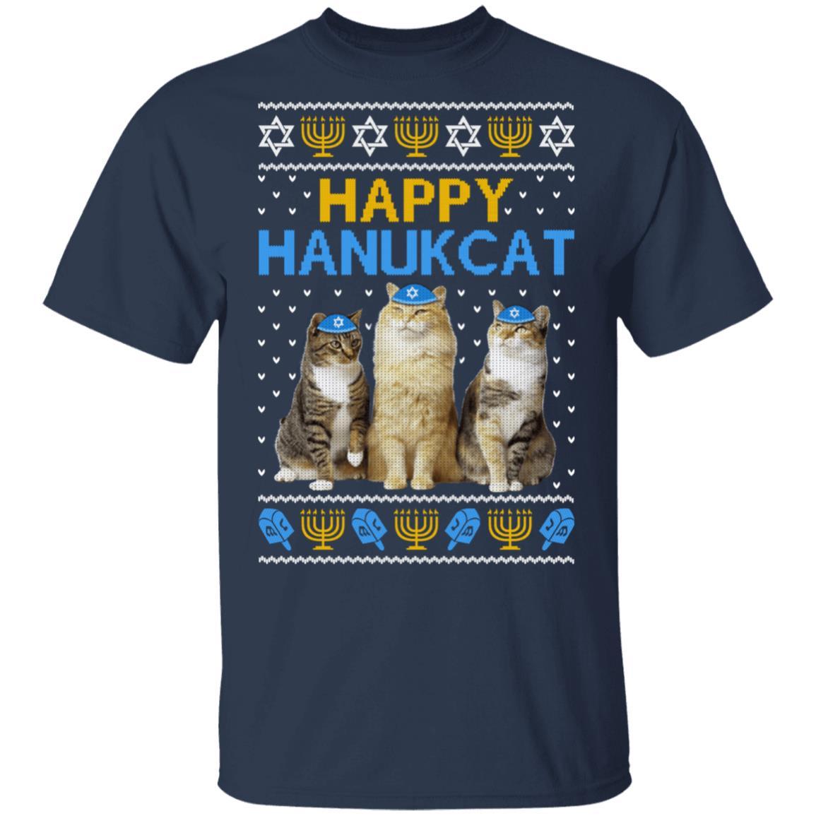 Happy Hanukcat-T-Shirt & Sweatshirt-Classic T-Shirt-Navy