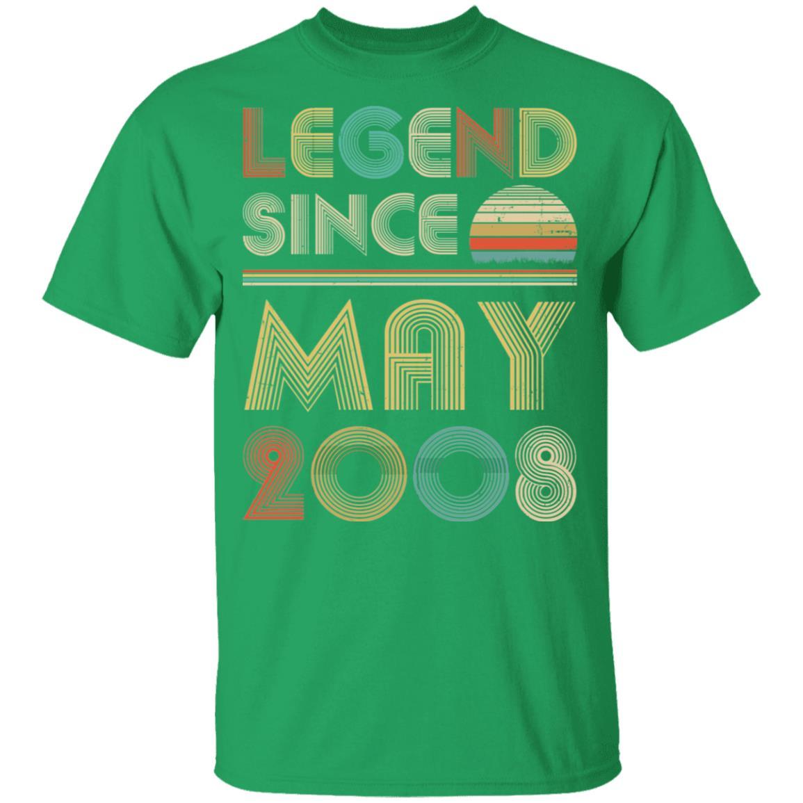 Legend Since May 2008 Vintage 13th Birthday Gifts Youth-Youth Shirt-Youth T-Shirt-Irish Green
