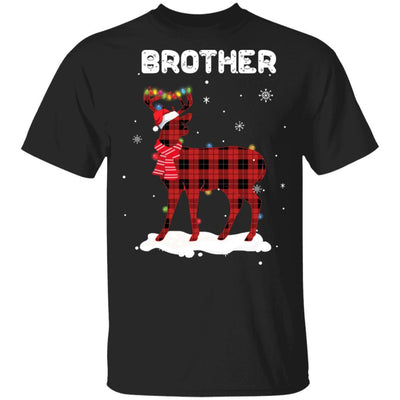 Brother Deer Red Plaid Christmas Family Matching Pajamas-T-Shirt & Sweatshirt-Classic T-Shirt-Black