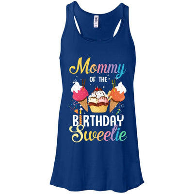 Funny Ice Cream Cones Mommy Of The Birthday Sweetie-T-Shirt & Tank Top-Women's Flowy Racerback Tank-True Royal