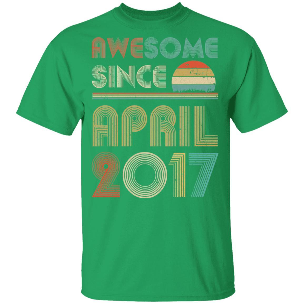 Awesome Since April 2017 Vintage 4th Birthday Gifts Youth-Youth Shirt-Youth T-Shirt-Irish Green
