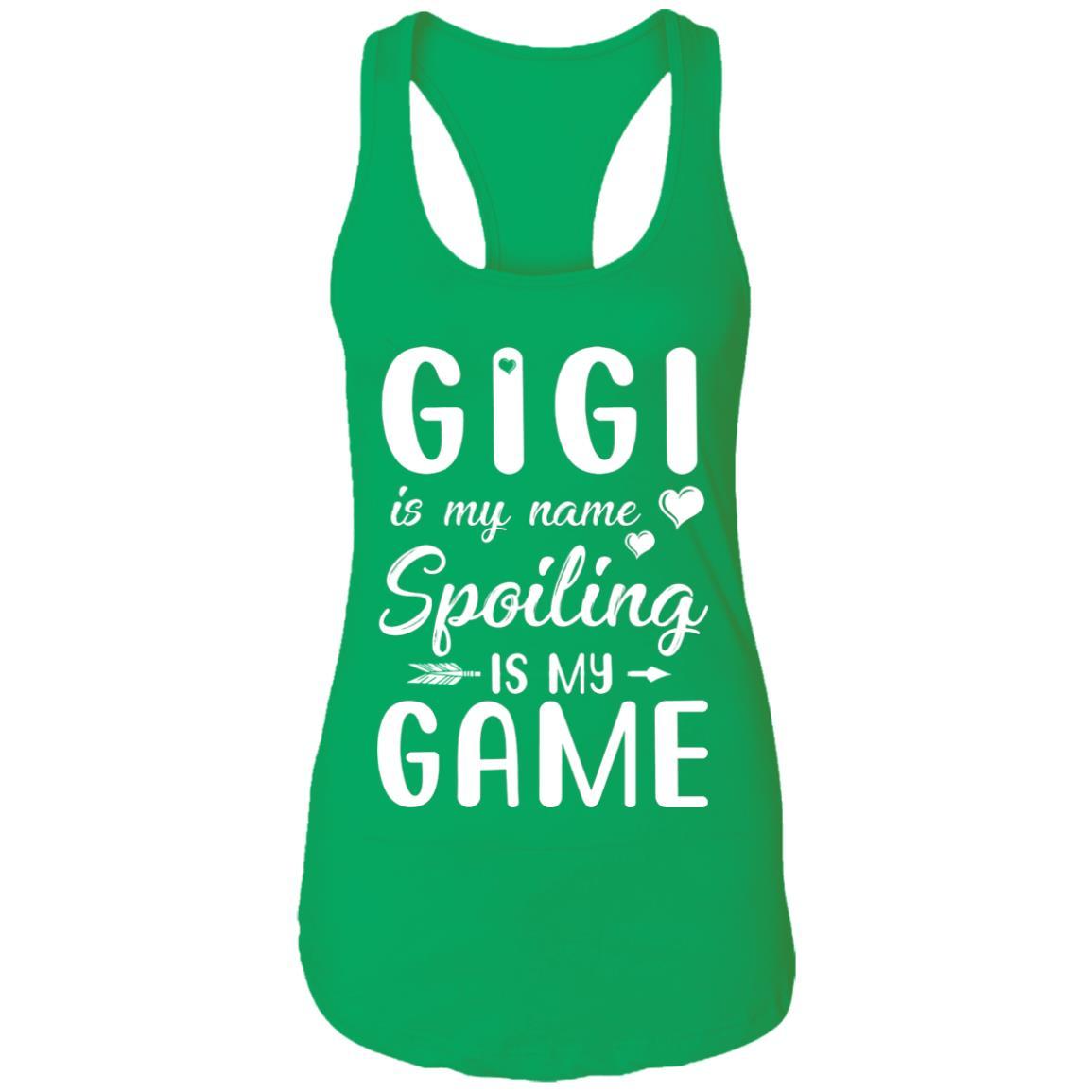 Gigi Is My Name Spoiling Is My Game Funny Mothers Day-T-Shirt & Tank Top-Women's Ideal Racerback Tank-Kelly Green