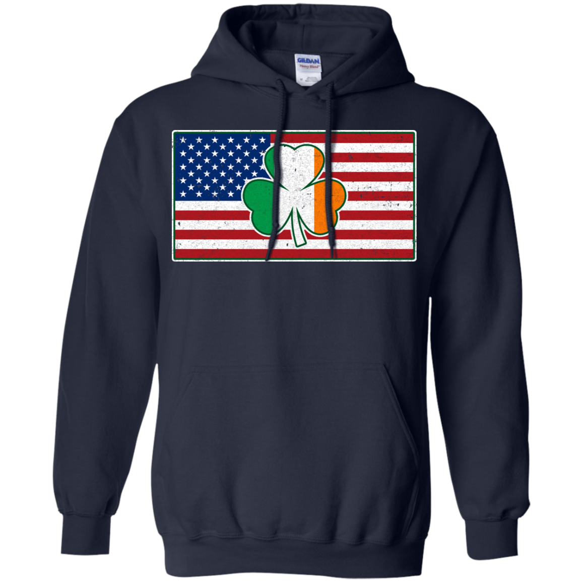 Shamrock Irish Ireland American USA Flag Gift-T-Shirt & Hoodie-Pullover Hoodie-Navy