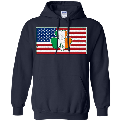 Shamrock Irish Ireland American USA Flag Gift-T-Shirt & Hoodie-Pullover Hoodie-Navy
