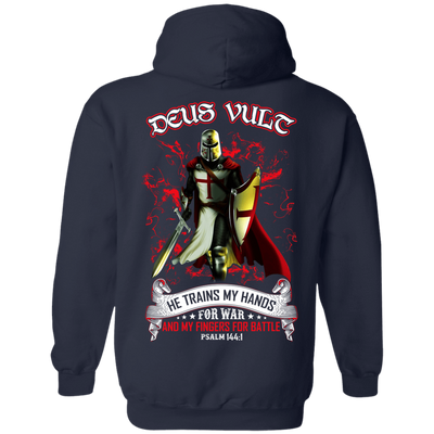 Knight Templar Deus Vult He Trains My Hands For War-T-Shirt & Hoodie-Pullover Hoodie-Navy
