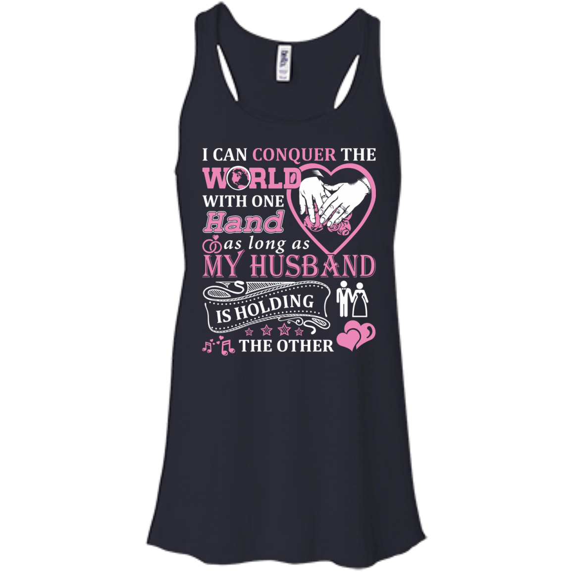 I Can Conquer The World With One Hand-T-Shirt & Hoodie-Women's Flowy Racerback Tank-Midnight